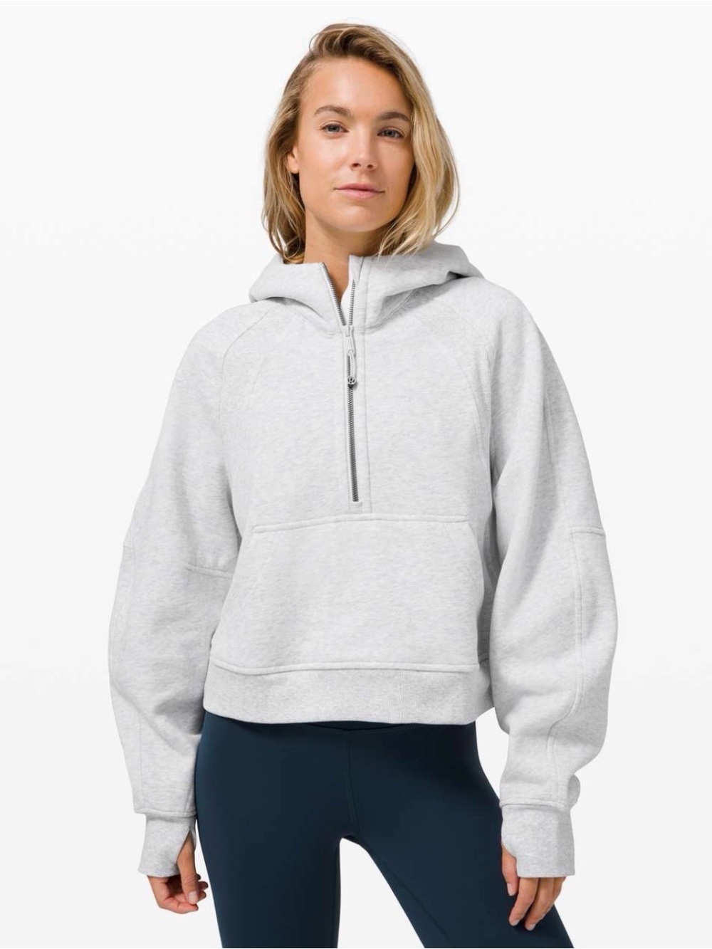 Lululemon Scuba Oversized 1/2 Zip Hoodie in Heathered Core Ultra Light Grey XS/S